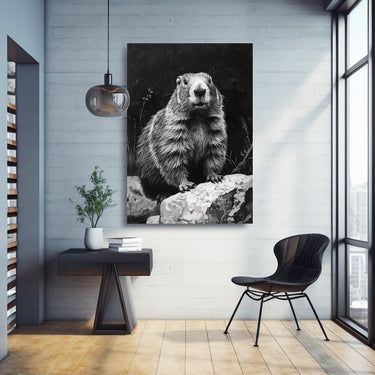 Tableau Marmotte Noir Et Blanc